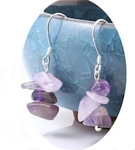 AMETHYST REAL STONE DANGLE EARRINGS (sold by the pair)
