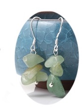 GREEN AVENTURINE REAL STONE DANGLE EARRINGS (sold by the pair)