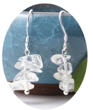 CLEAR QUARTZ REAL STONE DANGLE EARRINGS (sold by the pair)