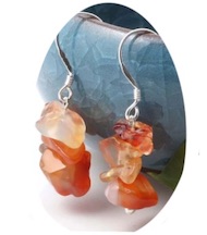 ORANGE CARNELIAN REAL STONE DANGLE EARRINGS (sold by the paira)