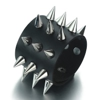 TRIPLE ROW SPIKED PUNK LEATHER BRACELETS (Sold by the piece)