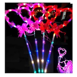 18.5'' HEART SHAPED LED WAND WITH ROSES (sold by the dozen)