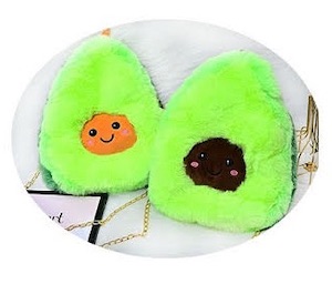 12'' Fuzzy Green Avocado Crossbody Purse (sold by the piece)