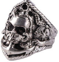 NAUTICAL PIRATE SKULL METAL BIKER RING ( sold by the piece)