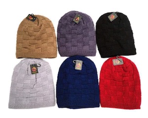 Fur Lined One Size Knit Winter Beanie HATs ( sold by the dozen)