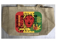 RASTAFARIAN LION MARIJUANA BURLAP BAG