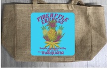 PINEAPPLE EXPRESS MARIJUANA BURLAP TOTE BAG