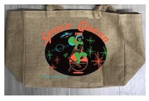 SPACE QUEEN MARIJUANA BURLAP TOTE BAG