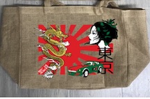 TOKYO SUN JAPAN BURLAP TOTE BAG