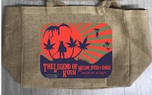 LEGEND OF KUSH MARIJUANA BURLAP TOTE BAG