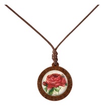 VINTAGE ROSE NECKLACE On Adjustable Wax Rope NECKLACE