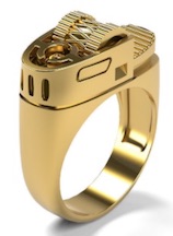 GOLD LIGHTER SHAPED METAL BIKER RING