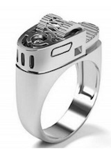 SILVER LIGHTER SHAPED METAL BIKER RING