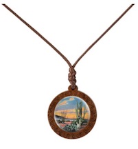 DESERT CACTUS Necklace On Adjustable Wax Rope Necklace (