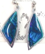 WING SHAPED PAUA SHELL EARRINGS ( sold by the pair)