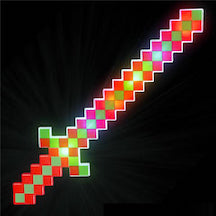 24'' RED & GREEN LIGHT UP RAINBOW PIXEL SWORD (sold by the piece