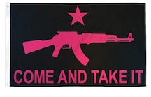 PINK & BLACK COME AND TAKE IT RIFLE 3 X 5 FLAG (Sold by the piece
