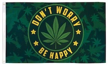 DON'T WORRY BE HAPPY POT LEAF MARIJUANA 3' X 5' FLAG