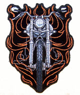 MOTORCYCLE FRONT FLAMES EMBROIEDIED PATCH