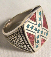 REBEL FLAG RING WITH BLUE STARS -* CLOSEOUT NOW $ 2.95 EA