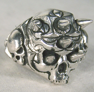 SKULL SPIKES DELUXE BIKER RING  -* CLOSEOUT $ 3.75 EA