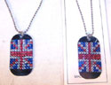 BRITISH DOG TAG CRYSTAL JEWELED NECKLACE - CLOSEOUT ONLY 50 CENTS