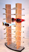 WOODEN BROWN 16 PAIR SUNGLASS RACK *- CLOSEOUT $24.50 EA