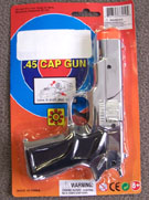 SILVER PLASTIC 45 MAG 8 SHOT CAP GUN *- CLOSEOUT NOW $ 1.00