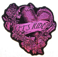 LETS RIDE HEART EMBROIDERIED PATCH