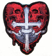 CROSS RED SKULLS EMBROIDERIED PATCH