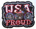USA MOTORCYCLE PROUD EMBROIDERED PATCH