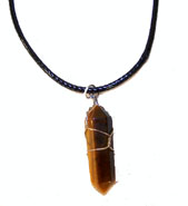 TIGERS EYE STONE WIRE WRAPPED NECKLACE
