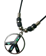 PAUA SHELL OPEN PEACE SIGN NECKLACE
