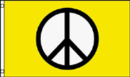 YELLOW PEACE SIGN 3 X 5 FLAG