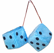 BLUE 3 INCH PLUSH FUZZY DICE