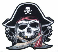 JUMBO 11 INCH PIRATE WITH GOLD TEETH EMBOIDERIED PATCH