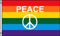 RAINBOW PEACE WORDS AND SIGN 3 X 5 FLAG
