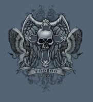 VooDoo magic SKUUL WING GREY TEE SHIRT