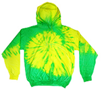 GREEN YELLOW SWIRL TIE DYED HOODIE - CLOSEOUT $10 EA