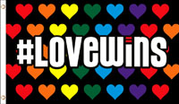 # LOVE WINS RAINBOW HEARTS 3 X 5 FLAG