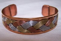 DELUXE THREE TONE COPPER BANGLE CUFF BRACELET