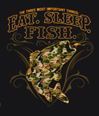 EAT SLEEP FISH CAMO SHORT SLEEVE TEE SHIRT SIZE XXL