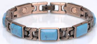 COPPER  MAGNETIC LINK BRACKLET W TURQUOISE TQ-R