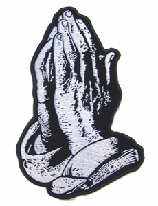 JUMBO 10 INCH PRAYING RELIGIOUS HANDS EMBROIDERED PATCH