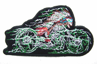 SKELETON W BONNETT MOTORCYCLE 4 INCH PATCH