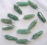 WIRE WRAPPED GREEN ADVENTURINE CUT STONES