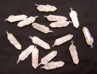 WIRE WRAPPED ROSE CRYSTAL QUARTZ CUT STONE PENDANTS