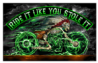 INDIAN SKELETON RIDE IT LIKE YOU STOLE IT 3X5 BIKER FLAG