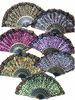 LACE ANIMAL SKIN PRINT HAND FANS