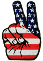 AMERICAN HAND PEACE SIGN EMBROIDERED 5 IN PATCH